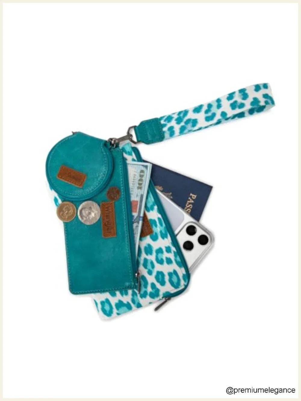 Faux Leather RFID Blocking Wristlet Wallet with Detachable Coin Purse